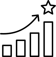 bar chart going up to a star icon