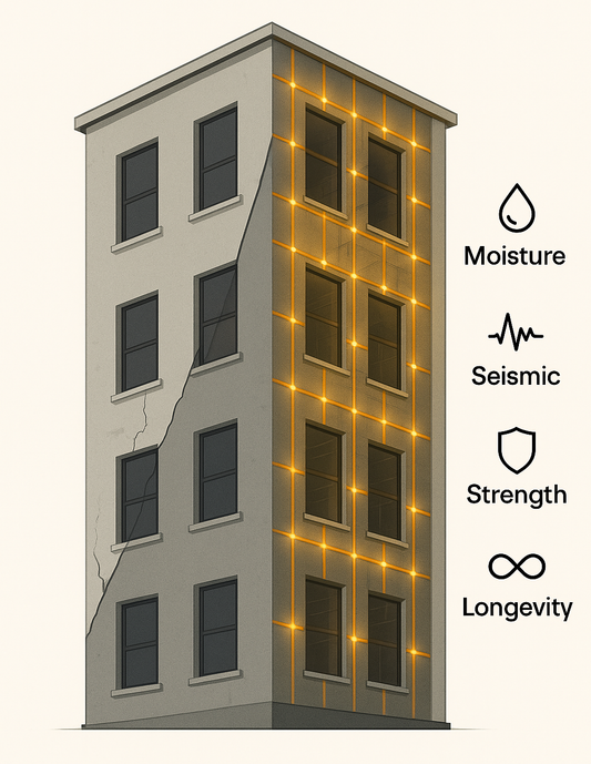 building before /after seismic strengthening